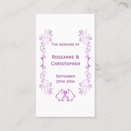 Carte De Placement Mariage de conception de défilement de cloches vio (Dos)