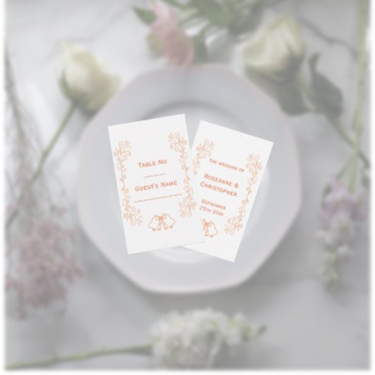 Carte De Placement Mariage de conception de défilement des cloches