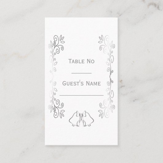 Carte De Placement Mariage de conception de défilement Silver Bells (Devant)
