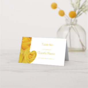 Carte De Placement Mariage de conception du coeur rose jaune