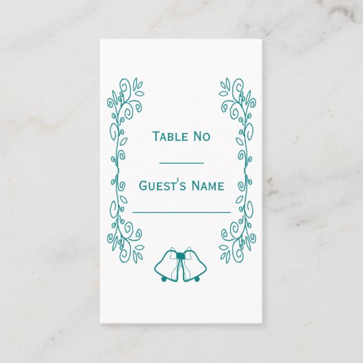 Carte De Placement Mariage de conception turquoise pour le défilement (Devant)