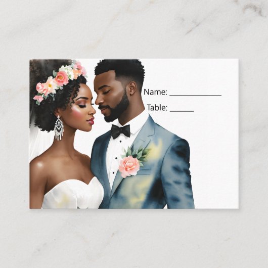Carte De Placement Mariage de couple afro-américain (Devant)