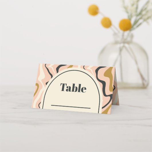 Carte De Placement Mariage de Crème Noir Noir Rétro Arch (Dos)