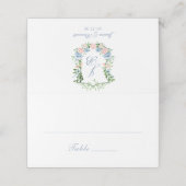 Carte De Placement Mariage de crête florale bleu poussiéreux (Extérieur déplié)