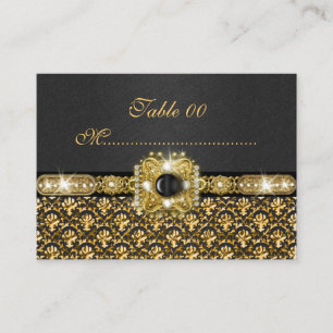 Carte De Placement Mariage de damas en or noir "numéro de table"