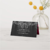 Carte De Placement Mariage de défilement gothique Table Bourgogne ID8 (Dos)