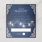 Carte De Placement Mariage de dentelle en bois bleu rustique (Extérieur déplié)