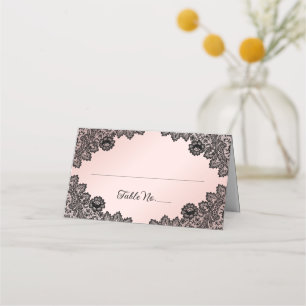 Carte De Placement Mariage de dentelle florale noir et blanc