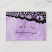 Carte De Placement Mariage de dentelle noire gothique violet Grunge (Devant)