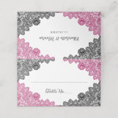 Carte De Placement Mariage de dentelle rose et noire chaud (Extérieur déplié)