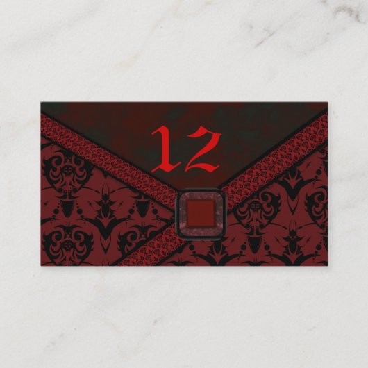 Carte De Placement Mariage de dentelle rouge et noire (Devant)