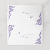 Carte De Placement Mariage de dentelle ultra violet moderne Numéro de (Extérieur déplié)