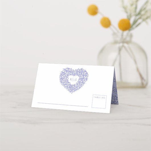 Carte De Placement Mariage de dessin de coeur de tulipe bleu (Devant)