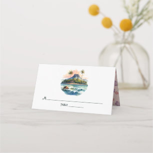 Carte De Placement Mariage de destination à Hawaï à l'aquarelle