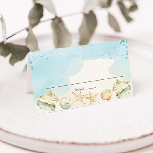 Carte De Placement Mariage de Destination de Plage Côtière Anniversai