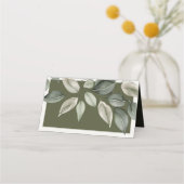 Carte De Placement Mariage de deux pièces de feuillage vert coupé (Dos)