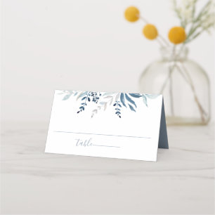 Carte De Placement Mariage de feuillage botanique bleu Dusty