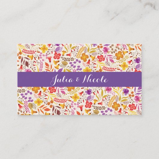 Carte De Placement Mariage de feuillage de Fleur sauvage Boho violet (Devant)