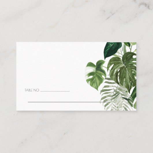 Carte De Placement Mariage de feuillage tropical de palmier à feuille (Dos)