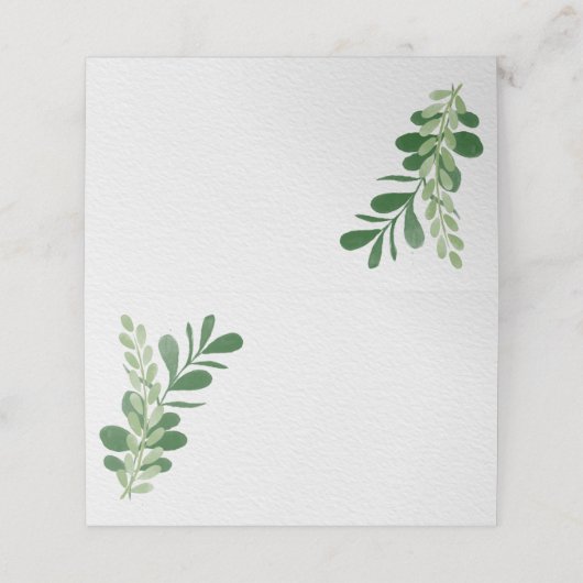 Carte De Placement Mariage de feuillage vert (Extérieur déplié)