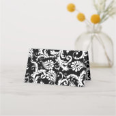 Carte De Placement Mariage de finition or Damask noir et blanc (Dos)