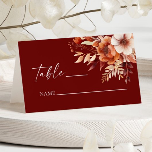 Carte De Placement Mariage de fleurs Brown rouillées de Bourgogne