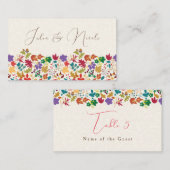 Carte De Placement Mariage de fleurs de prés pourpre jaune moutarde d (Devant / Derrière)