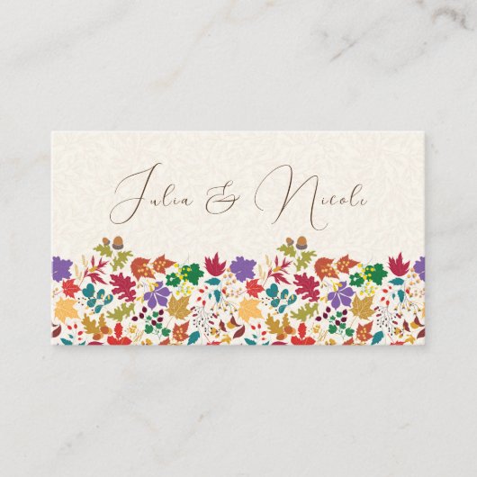 Carte De Placement Mariage de fleurs de prés pourpre jaune moutarde d (Devant)