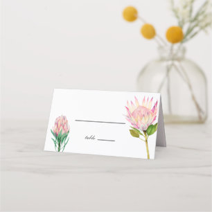 Carte De Placement Mariage de fleurs de Protea rose vif exotique