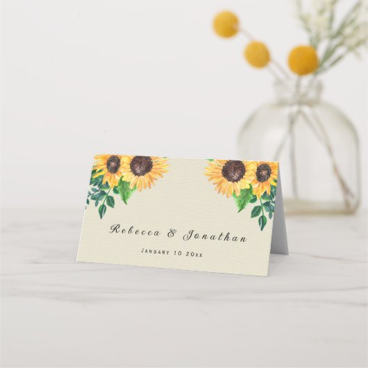 Carte De Placement Mariage de fleurs de soleil Boho (Devant)
