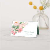 Carte De Placement Mariage de fleurs rose corail (Dos)