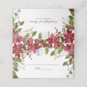 Carte De Placement Mariage de fleurs rouge écarlate Poinsettia (Extérieur déplié)