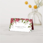 Carte De Placement Mariage de fleurs rouge écarlate Poinsettia (Dos)