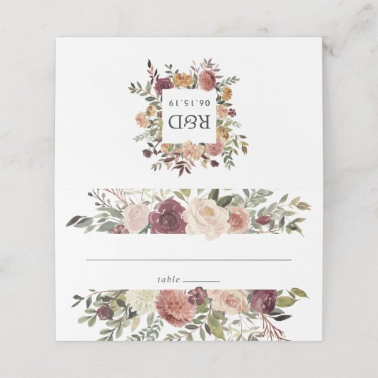 Carte De Placement Mariage de fleurs rustiques (Extérieur déplié)