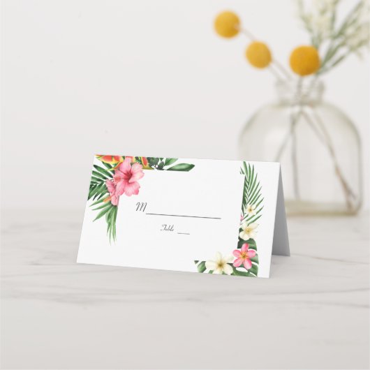 Carte De Placement Mariage de fleurs tropicales luxuriantes (Dos)