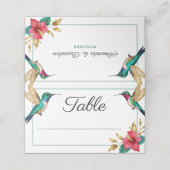 Carte De Placement Mariage de fleurs tropicales rouges des colibris v (Extérieur déplié)