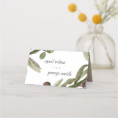 CARTE DE PLACEMENT MARIAGE DE FOLIER DE COULEUR D'EAU OLIVE RUSTIQUE (Dos)