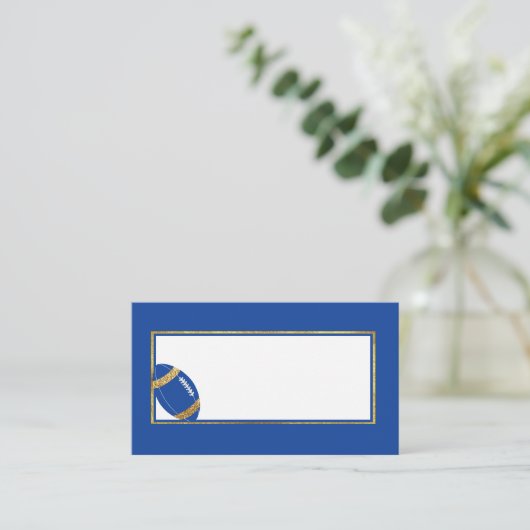 Carte De Placement Mariage de football bleu et or (Debout devant)