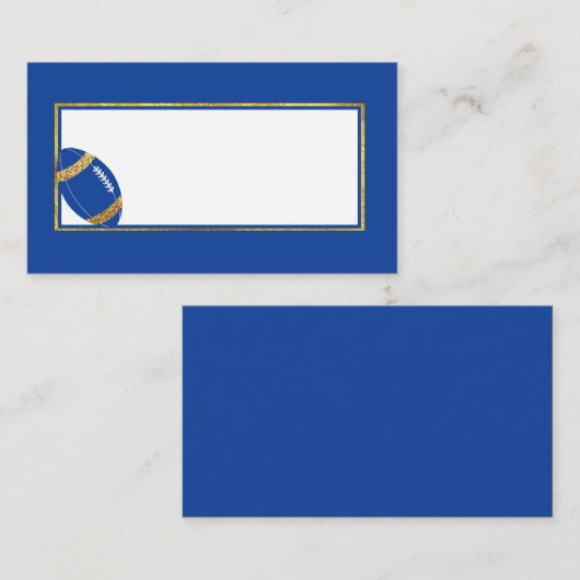 Carte De Placement Mariage de football bleu et or (Devant / Derrière)