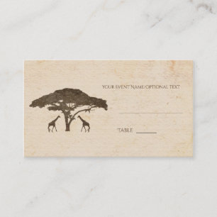 Carte De Placement Mariage de girafes de safari africain sous un arbr