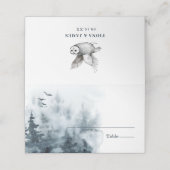 Carte De Placement Mariage de hibou de forêt de bois aquarelle (Extérieur déplié)