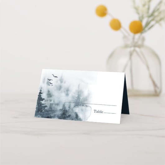 Carte De Placement Mariage de hibou de forêt de bois aquarelle (Devant)