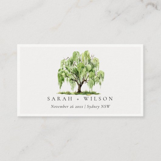 Carte De Placement Mariage de la ferme d'arbre sauvage rustique vert (Devant)