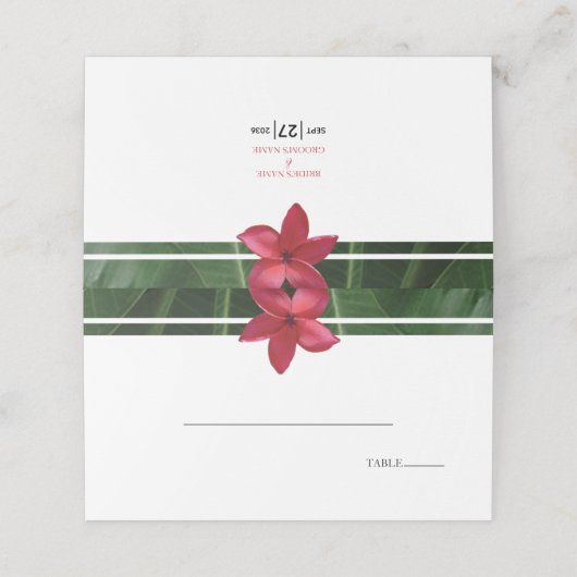 Carte De Placement Mariage de la Plumeria Rouge Frangipani (Extérieur déplié)