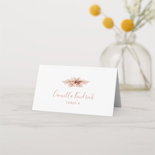 Carte De Placement Mariage de laiton Boho Pampas minimal (Devant)