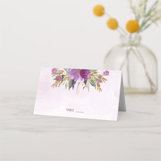 Carte De Placement Mariage de lavande or et violet (Devant)
