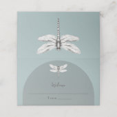 Carte De Placement Mariage de libellules turquoise (Extérieur déplié)