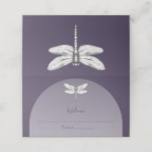 Carte De Placement Mariage de libellules violettes foncées (Extérieur déplié)