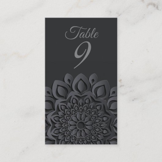Carte De Placement Mariage de mandala coupé en papier noir (Devant)