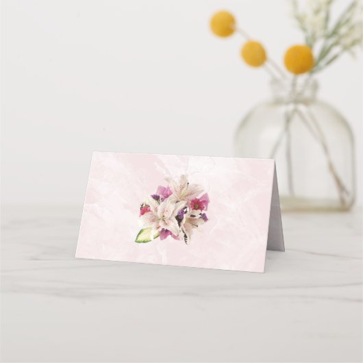 Carte De Placement Mariage de marbre rose Lily (Dos)